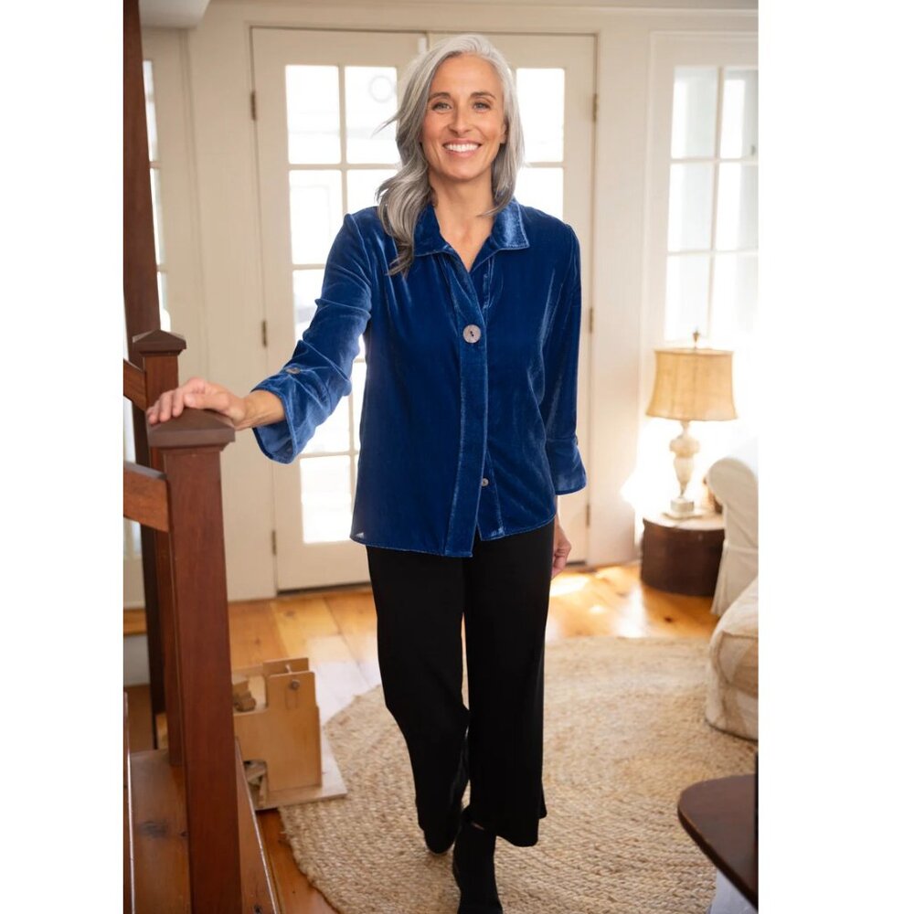HABITAT The "Party" Shirt swing shirt velvet True Blue Extra Large